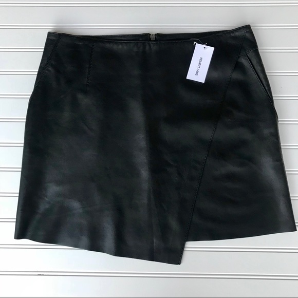 NWT Helmut Lang Lamb Leather Black Skirt Size 8 - Picture 2 of 8
